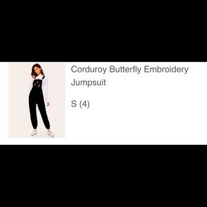 Romwe black corduroy butterfly jumpsuit in a size 4. Great condition!
